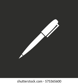Pen vector icon. White illustration isolated on black background for graphic and web design.