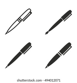 Pen vector icons set. Black illustration isolated on white background for graphic and web design.
