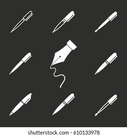 Pen vector icons set. Illustration isolated for graphic and web design.