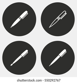Pen vector icons set. White illustration isolated for graphic and web design.