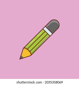 Ilustración del vector de lápiz sobre un fondo transparente. Símbolos de calidad premium. Icono de color plano de línea vectorial para el concepto y el diseño gráfico.