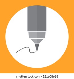 Pen vector. Marker, writing a black curve line.
