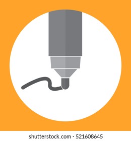 Pen vector. Marker, writing a black curve line.