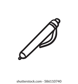 Pen vector sketch icon isolated on background. Hand drawn Pen icon. Pen sketch icon for infographic, website or app.