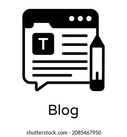 Pen with web denoting glyph icon of blog 