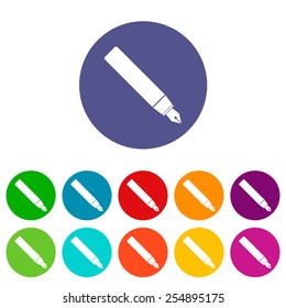 Pen web flat icon in different colors. Vector Illustration