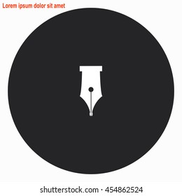 Pen web icon. Gray circle button with white illustration.