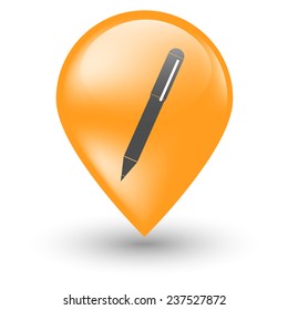 Pen web icon with shadow