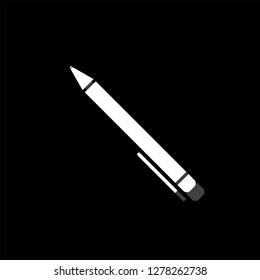 Pen. White flat simple icon with shadow