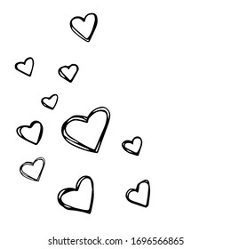 pen wrighting hearts on white