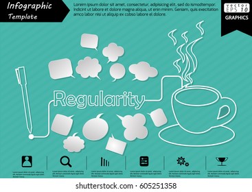 Pen Write Graphic line Text Regularity,  with Coffee Cup  and Speech bubbles Modern design Idea and Concept  Vector illustration Business Infographic template.