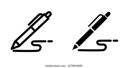 Pen, write icon. line and glyph version, Signature pen outline and filled vector sign. linear and full pictogram. Symbol, logo illustration. Different style icons set