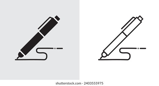 Pen, write icon. line and glyph versions, signature pen outlines and filled vector signs. linear and filled pictograms. Symbol, logo illustration. Collection of icons of different styles. eps 10