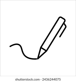 Stift, Symbol schreiben. Linien- und Symbolversionen, Signaturstiftlinien und gefüllte Vektorzeichen. Lineare und gefüllte Piktogramme. Symbol, Logo-Darstellung.