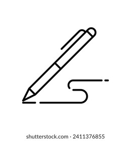 Pen, write icon. Simple outline style. Signature pen, paper, ink, sign, pencil, tool, education concept. Thin line symbol. Vector illustration isolated.