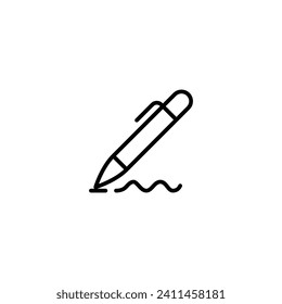 Pen, write icon. Simple outline style. Signature pen, paper, ink, sign, pencil, tool, education concept. Thin line symbol. Vector illustration isolated.