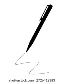 Pluma, icono de escritura. Estilo de contorno simple. Icono de pluma de dibujo. Símbolo de marca de tinta de escritura. Ilustración vectorial de lápiz de escritura.
