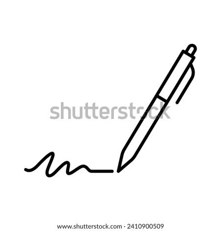 Pen, write icon. Simple outline style. Signature pen, paper, ink, sign, pencil, tool, education concept. Thin line symbol. Vector illustration isolated.
