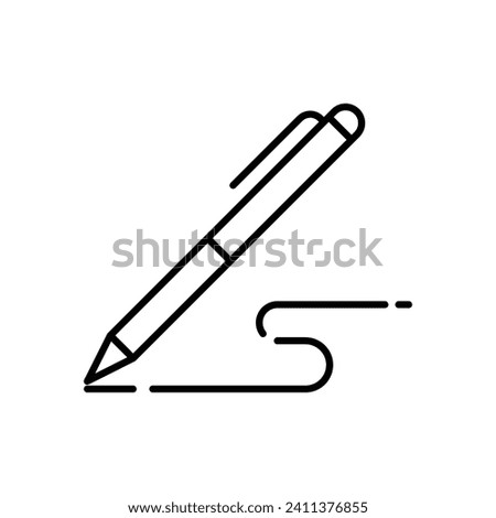 Pen, write icon. Simple outline style. Signature pen, paper, ink, sign, pencil, tool, education concept. Thin line symbol. Vector illustration isolated.