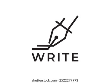 pen write line art logo design template