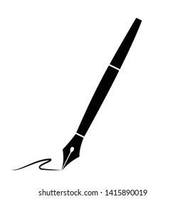 Pen write line icon calligraphy isolated vector flat eps