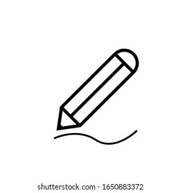 Pen, write line icon, outline vector sign, linear style pictogram isolated on white. Symbol, logo illustration.