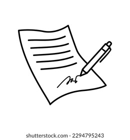 pen write a signature. agreement icon vector illustration. business deal design.