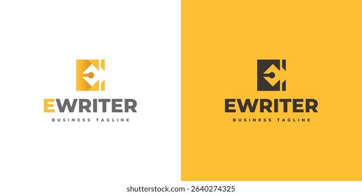 pen writer e letter logo vector