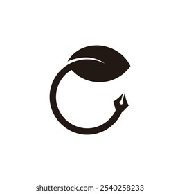 pen writer leaf letter c logo vector 