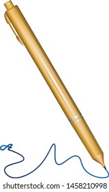Pen writes, with a line of clatter
