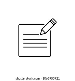 pen writes on paper icon. Element of simple icon for websites, web design, mobile app, info graphics. Thin line icon for website design and development, app development  on white background