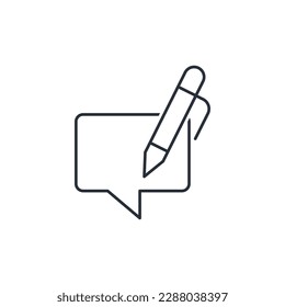 The pen writes the text of the message. Vector linear icon isolated on white background.