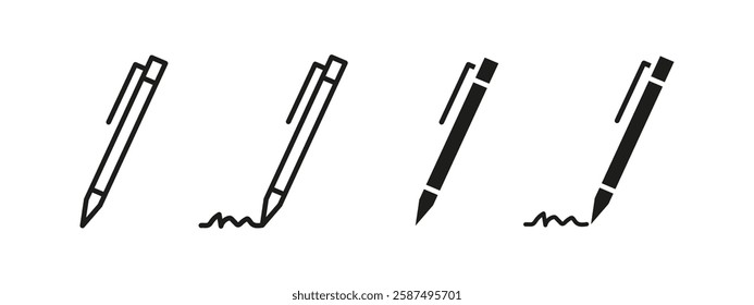 Pen writing icon. Office stationery symbol. Ink tool vector illustration. Signature and document sign. Business, education and creativity pictogram.