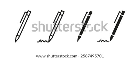 Pen writing icon. Office stationery symbol. Ink tool vector illustration. Signature and document sign. Business, education and creativity pictogram.