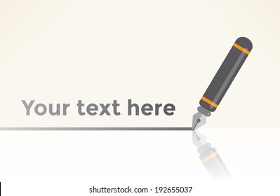 Pen writing line with reflection. With copy space for your text. Idea - Writing comments, Writer, Reply to e-mail