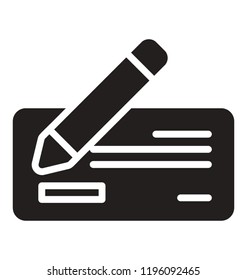 Pen writing on cheque icon design, cheque icon concept