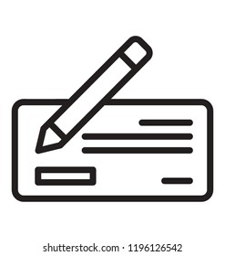 Pen Writing On Cheque Icon Design, Cheque Icon Concept