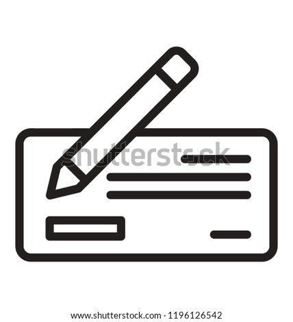 Pen writing on cheque icon design, cheque icon concept