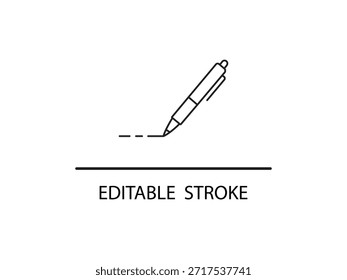 Pen writing on line editable vector graphic element.