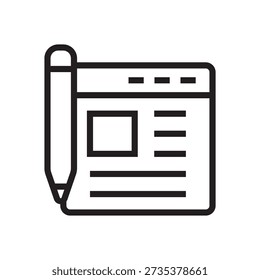 Pen writing on a website window for blog and content creation.