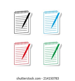  pen and writing pad icon - vector