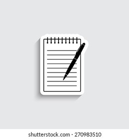  pen and writing pad - vector icon