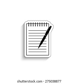  pen and writing pad - vector icon