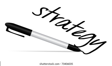 Pen writing strategy on white background