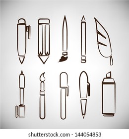 pen and writing tools, sketch line, vector