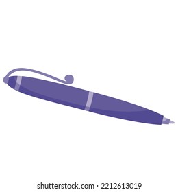 pen for writing in violet color, top view, isolated object on a white background, vector illustration, eps.