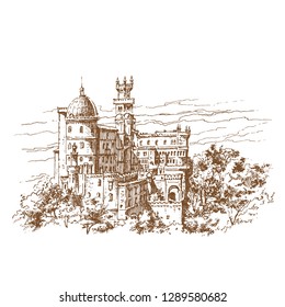 Pena Palace. Engraving