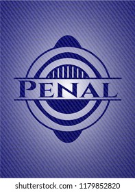 Penal jean or denim emblem or badge background