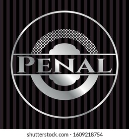 Penal silvery shiny badge. Vector Illustration. Mosaic.