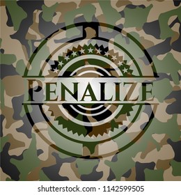 Penalize written on a camo texture